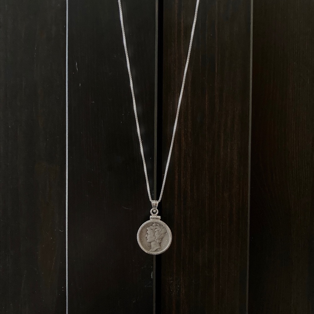 Silver Mercury Dime Necklace